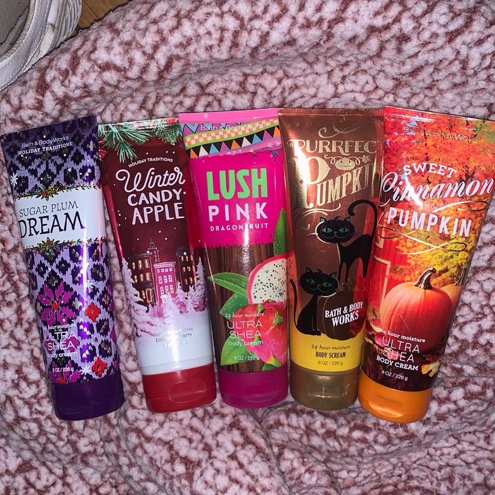 5 bath and body works full sized shea body creams